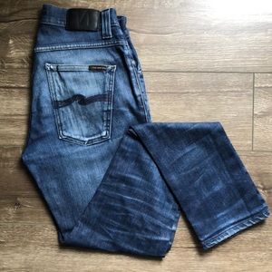 Nudie Jeans Grim Tim Navy Drips 31 x 34